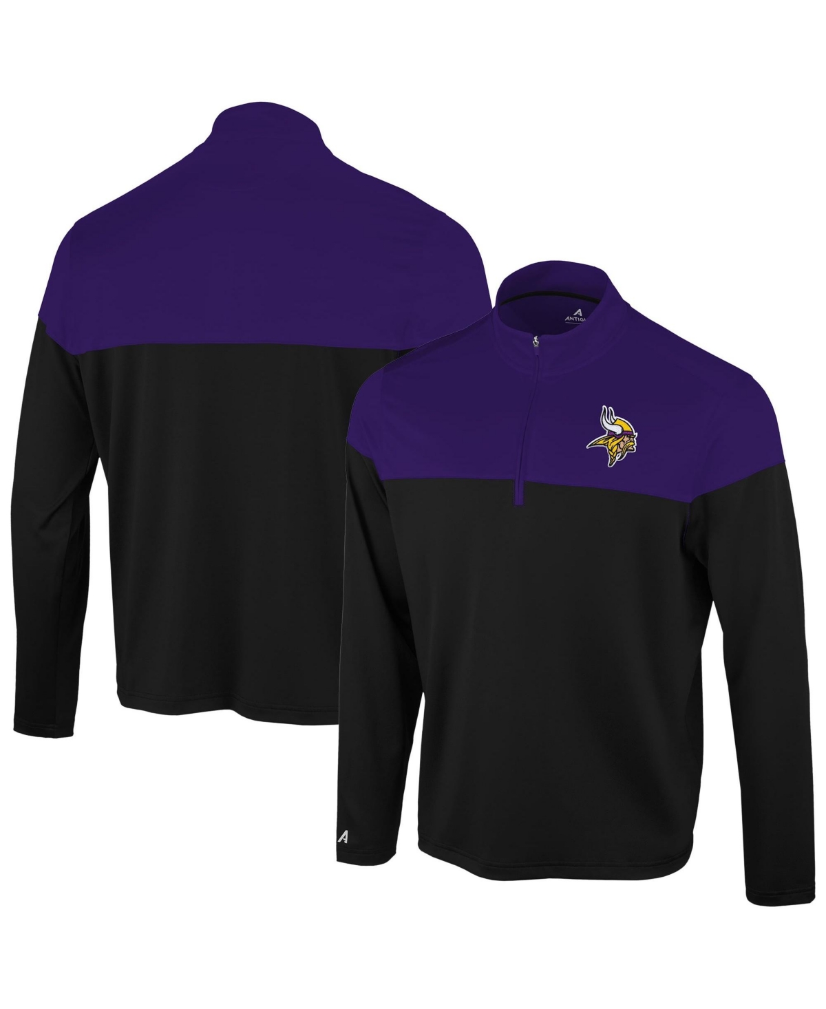 Antigua Men's Black/Purple Minnesota Vikings Hinder Quarter-Zip Pullover - Black, Purple