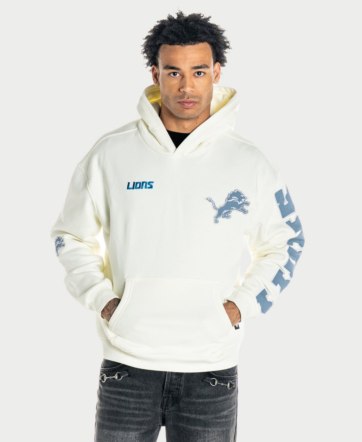 The Wild Collective Men's and Women's Cream Detroit Lions Oversized Hoodie - Cream