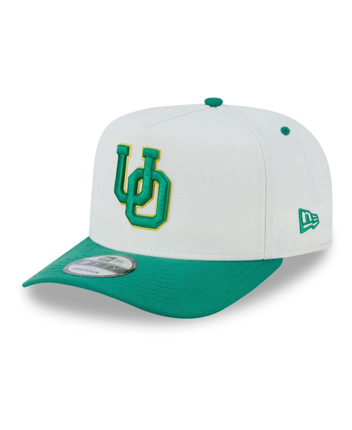 New Era Men's and Women's White/Green Oregon Ducks 9FIFTY A-Frame Snapback Hat - Green, White