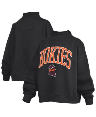 Women's Black Virginia Tech Hokies Oversized Slogan Fleece Mock Neck Sweatshirt