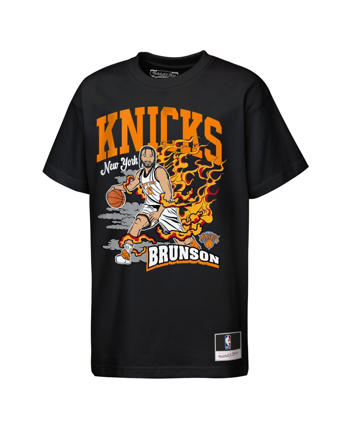 Mitchell & Ness Big Boys' and Girls' Jalen Brunson Black New York Knicks Fired Up T-Shirt - Black