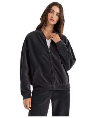 Women's Organic Cotton Relaxed-Fit Ribbed Bomber Jacket