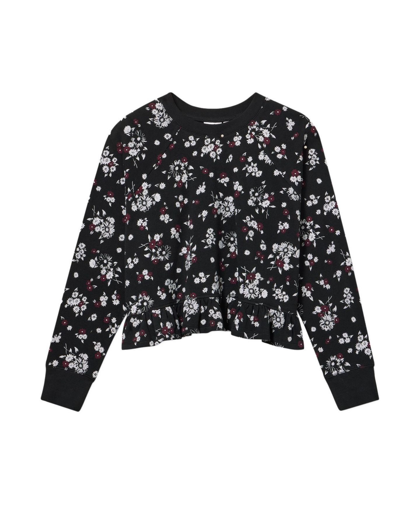 Женский свитер Torrid Plus Size LoveSick Cropped Ruffle-Hem Pullover, цвет: С принтом чёрный — фото 4