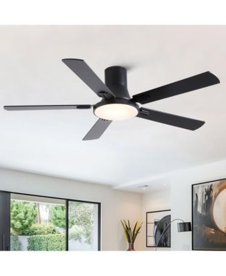 52-in Mordern Minimalism Flush Mount Ceiling Fan with Light and Remote control
