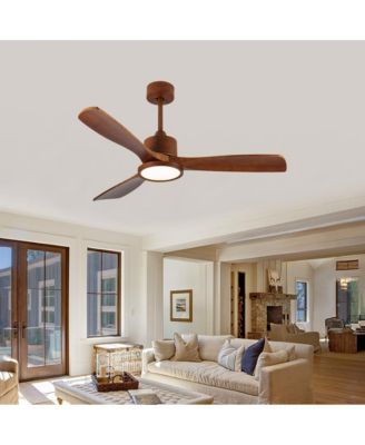 52-in Modern Wood Downrod Ceiling Fans with Lights and Remote Included 3-Blade