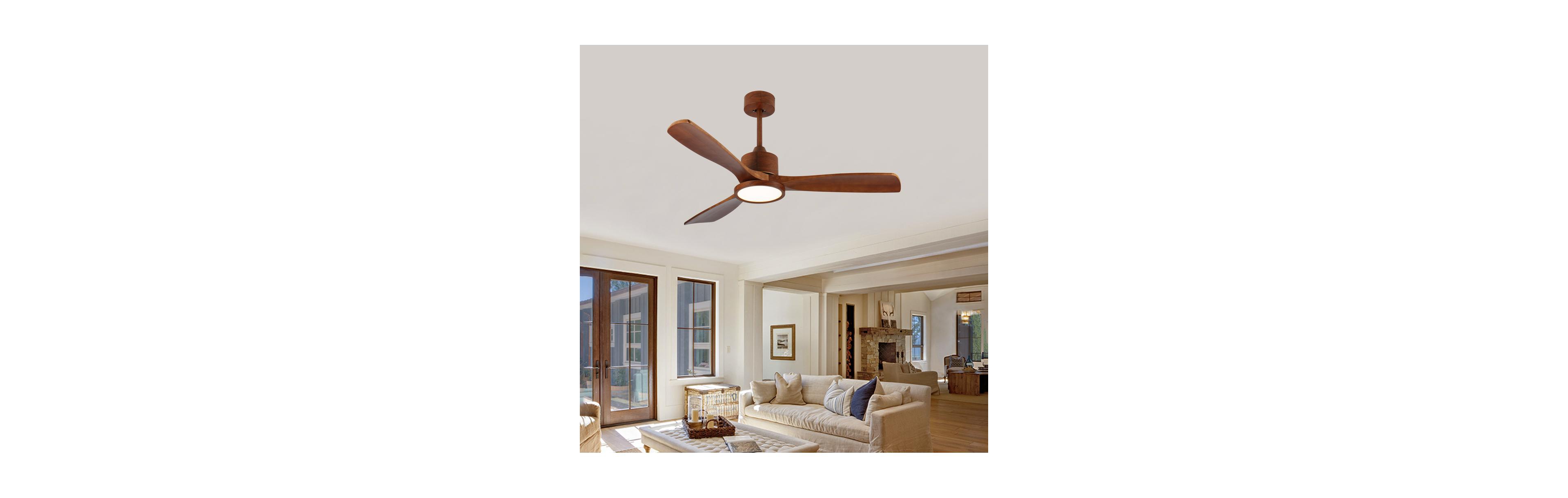 Sofucor 52-in Modern Wood Downrod Ceiling Fans with Lights and Remote Included 3-Blade