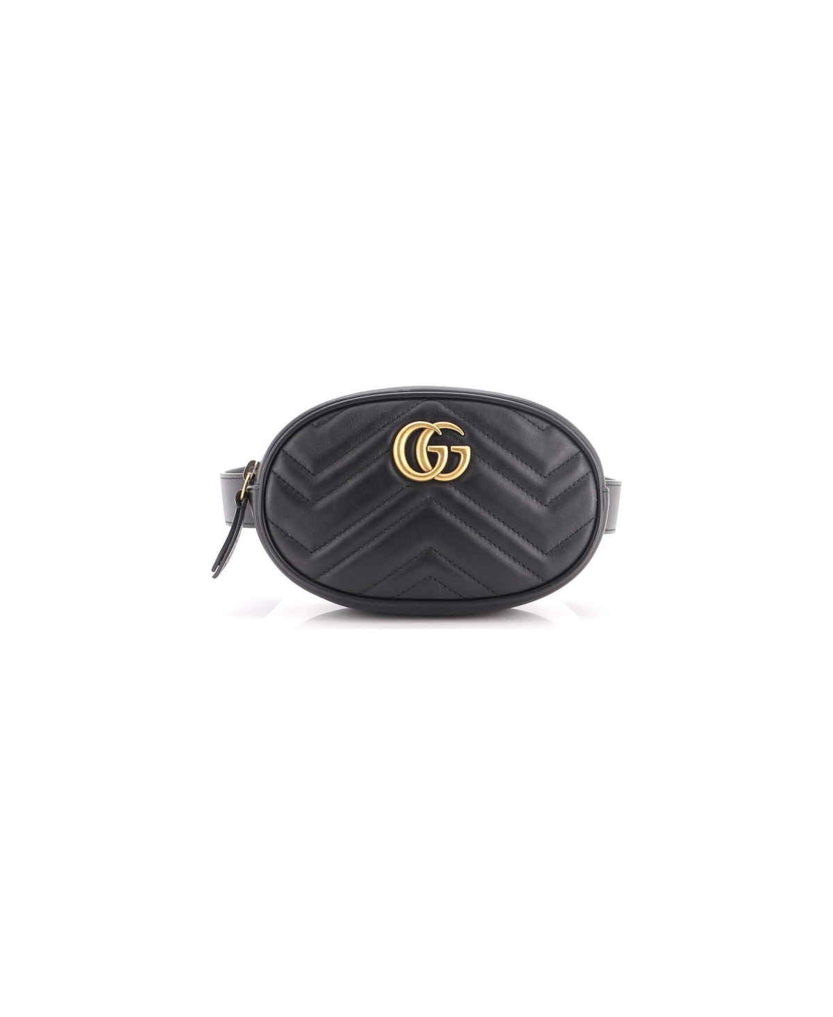 Pre-Owned Gucci Gg Marmont Belt Bag Matelasse Leather - Black