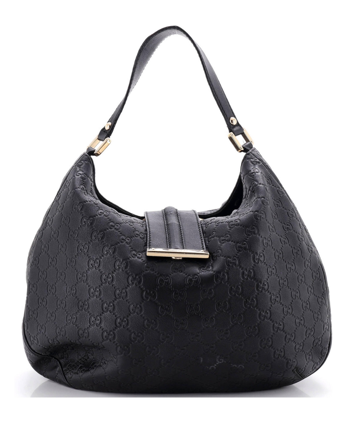Pre-Owned Gucci Large New Ladies Web Hobo Guccissima Leather - Black