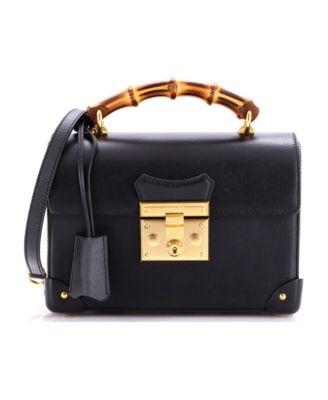 Small Padlock Bamboo Shoulder Bag Leather