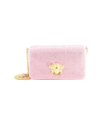 La Medusa Full Flap Clutch with Chain Crystal Embellished Satin