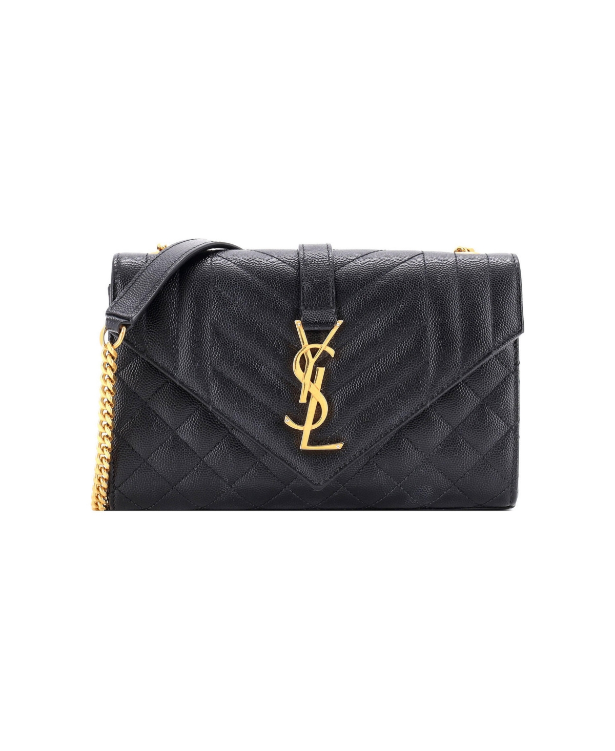 Pre-Owned Saint Laurent Small Classic Monogram Envelope Satchel Mixed Matelasse Leather - Black