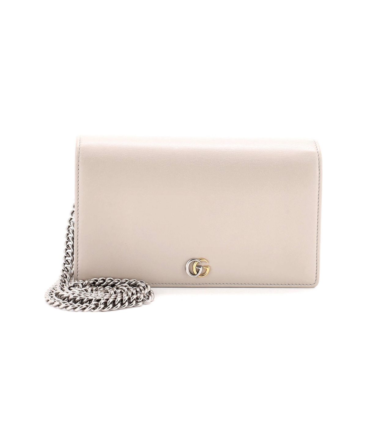Pre-Owned Gucci Mini Petite Gg Marmont Chain Wallet Leather - Natural