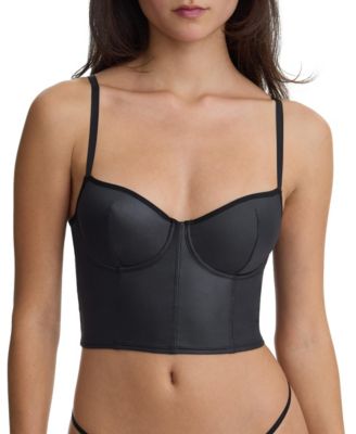 Women's Late Night Faux Leather Corset Cami Bra Top