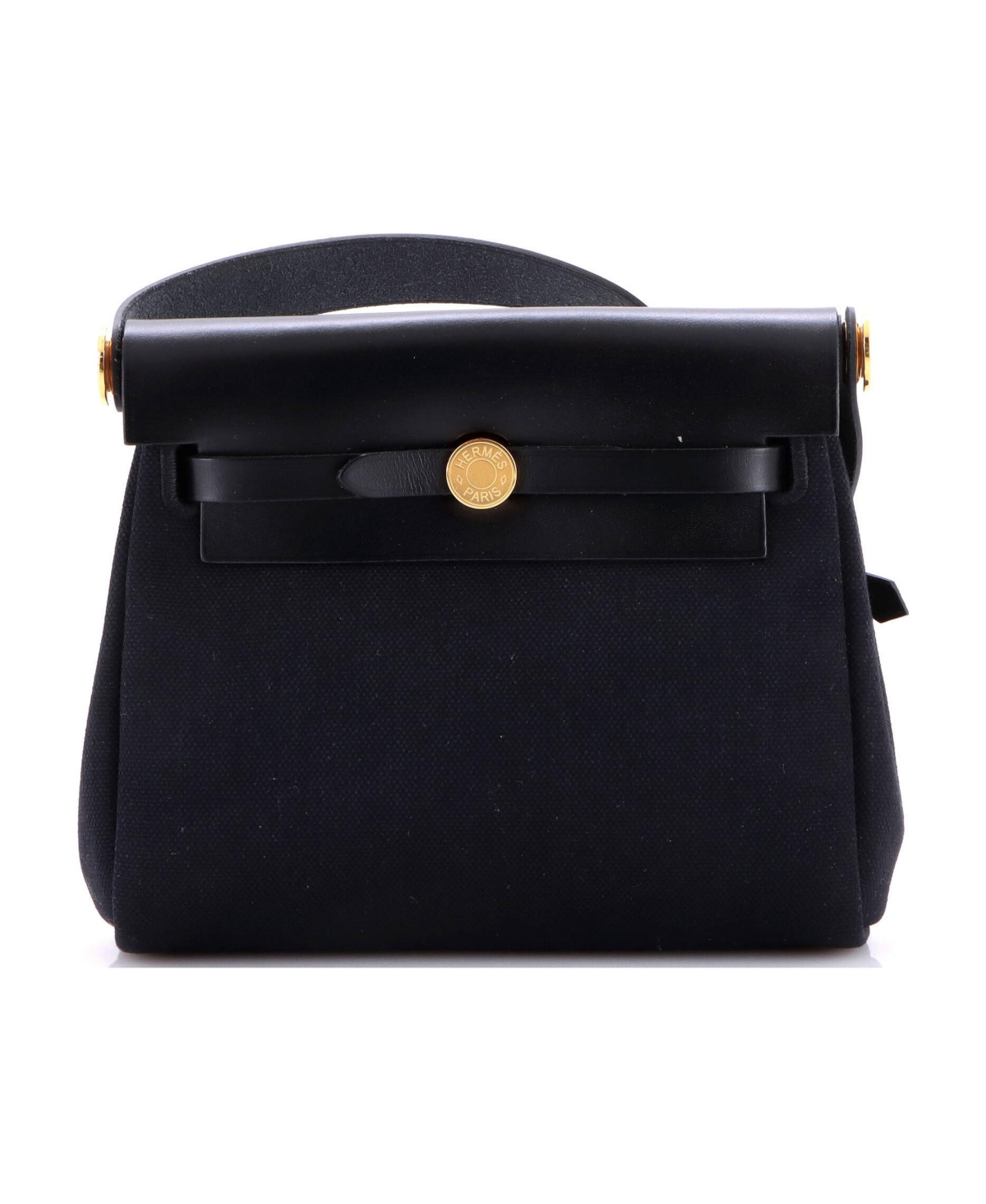 Pre-Owned Hermes 20 Herbag Zip Toile and Leather - Black