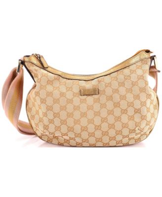 Medium Saddle Zip Messenger Bag GG Canvas with Leather
