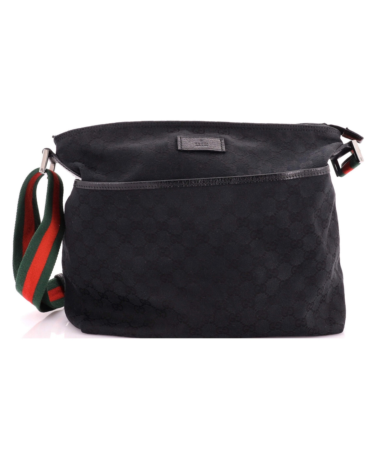 Pre-Owned Gucci Medium Front Pocket Web Messenger Gg Canvas - Black