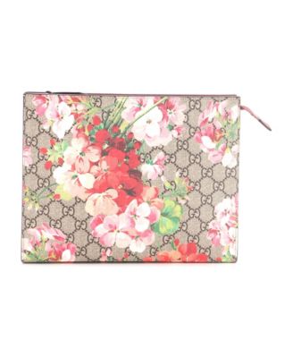 Large Toiletry Pouch Blooms Print GG Coated Canvas
