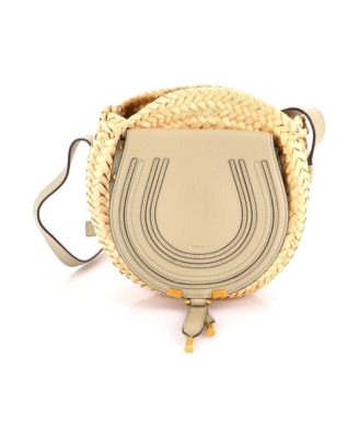 Small Marcie Basket Crossbody Bag Raffia and Leather