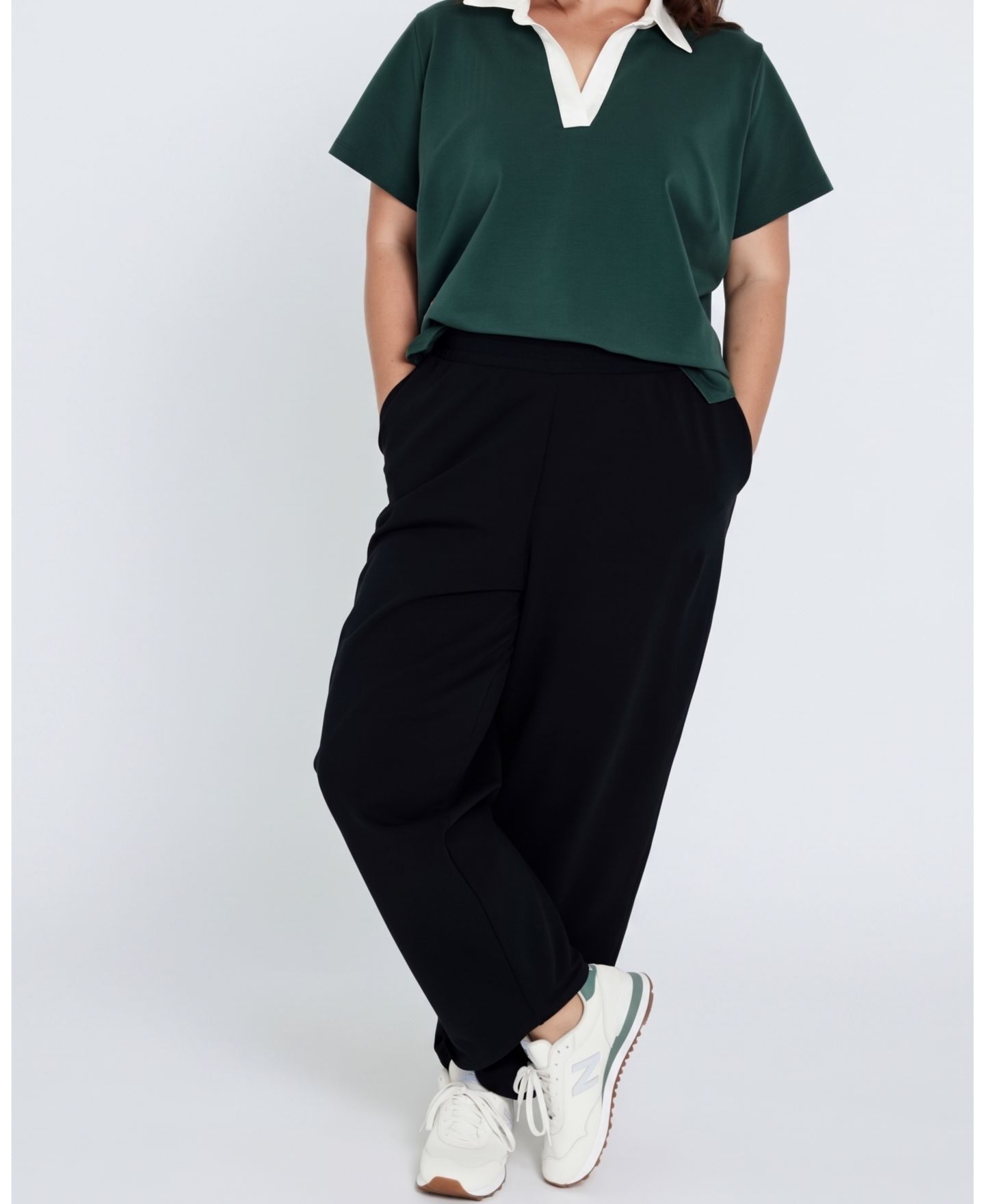 Женские брюки Universal Standard Plus Size Challenger Pull-On French Terry Straight-Leg, цвет: Чёрный — фото 5