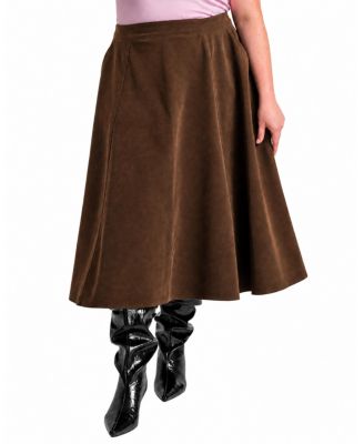 Plus Size Abisola High-Waisted Midi Faux Suede Skirt
