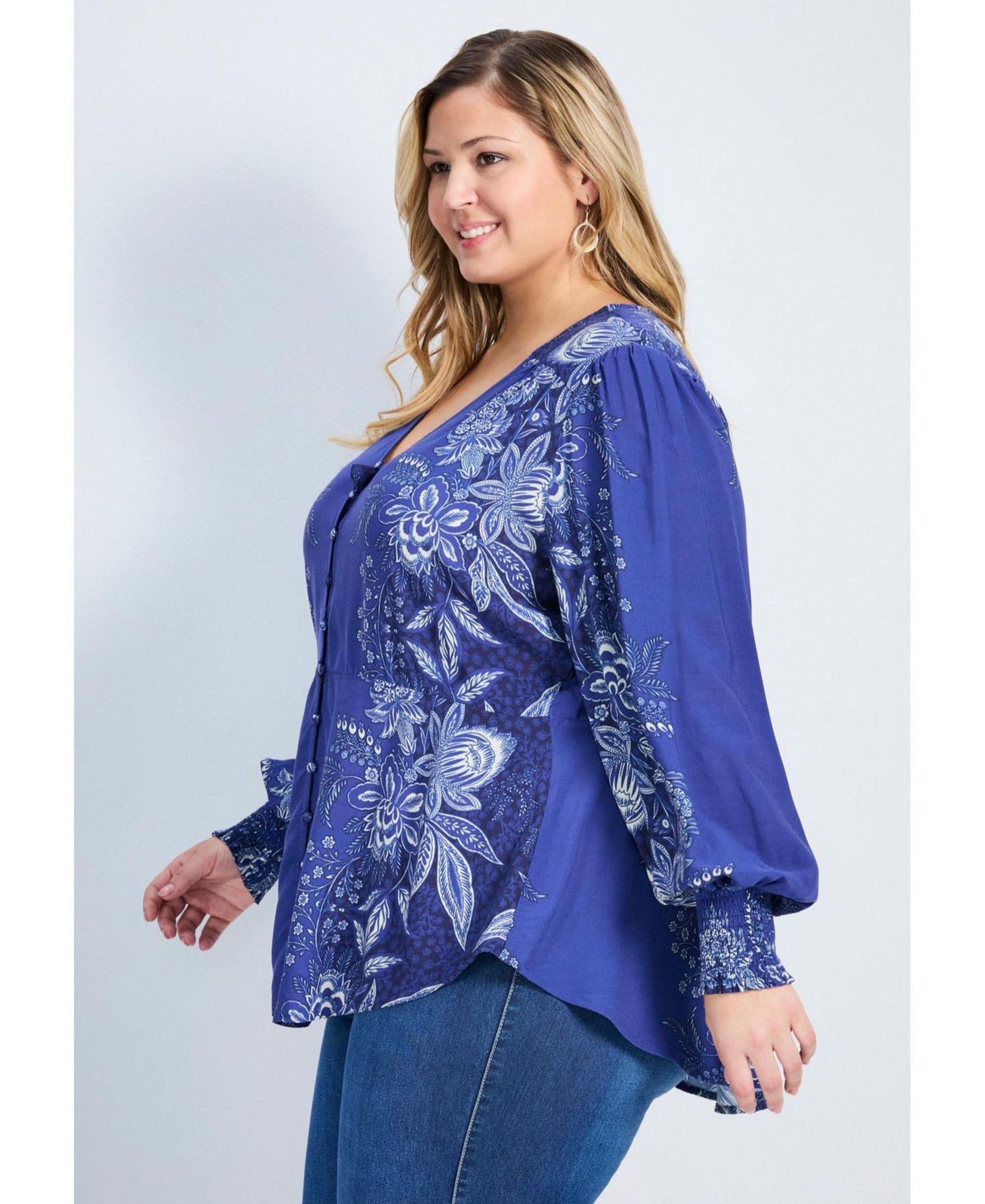 Женская блузка Avenue Plus Size Bella, цвет: Тёмно-синий — фото 4