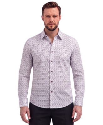Men's Printed Stretch Long-Sleeve Button-Down Shirt