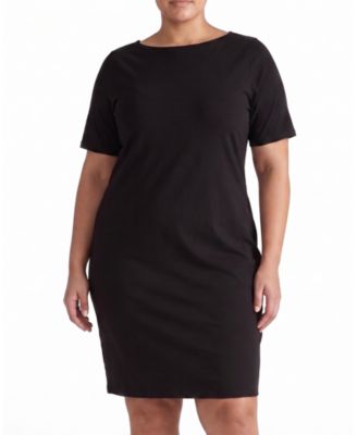 Plus Size Belle Breton-Stripe Boat Neck Short-Sleeve Dress