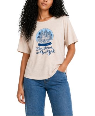 Juniors' Christmas in New York Snow Globe Relaxed-Fit Graphic T-Shirt