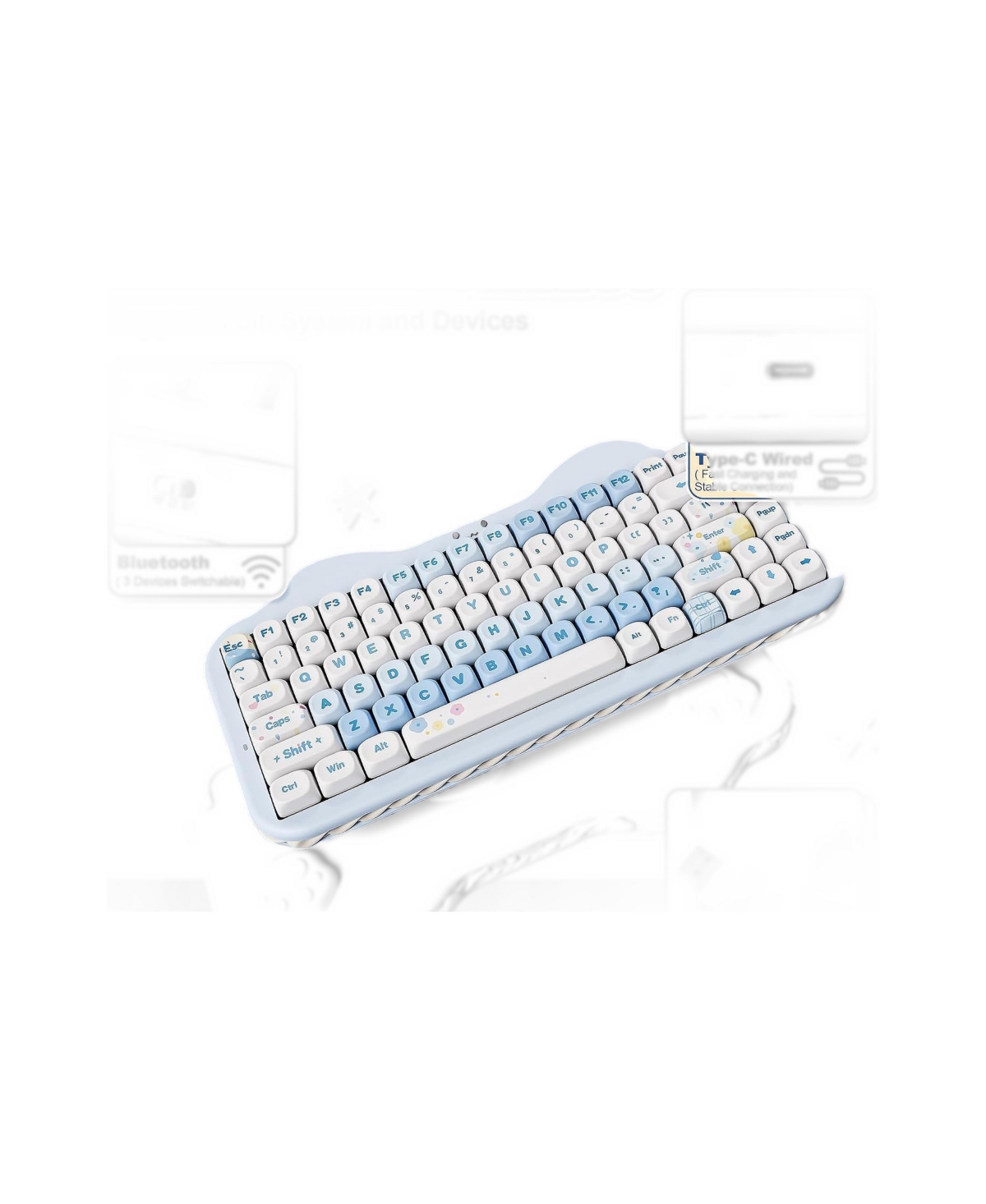 memzuoix C75 Milk V2 Linear Wireless Hot-Swappable 75% Mechanical Keyboard for Pc/Mac and Gaming Devices - Blue