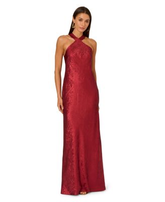 Women's Folied-Chiffon Halter Gown