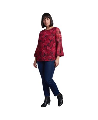 Plus Size Ivana Bell Sleeve Mesh Blouse