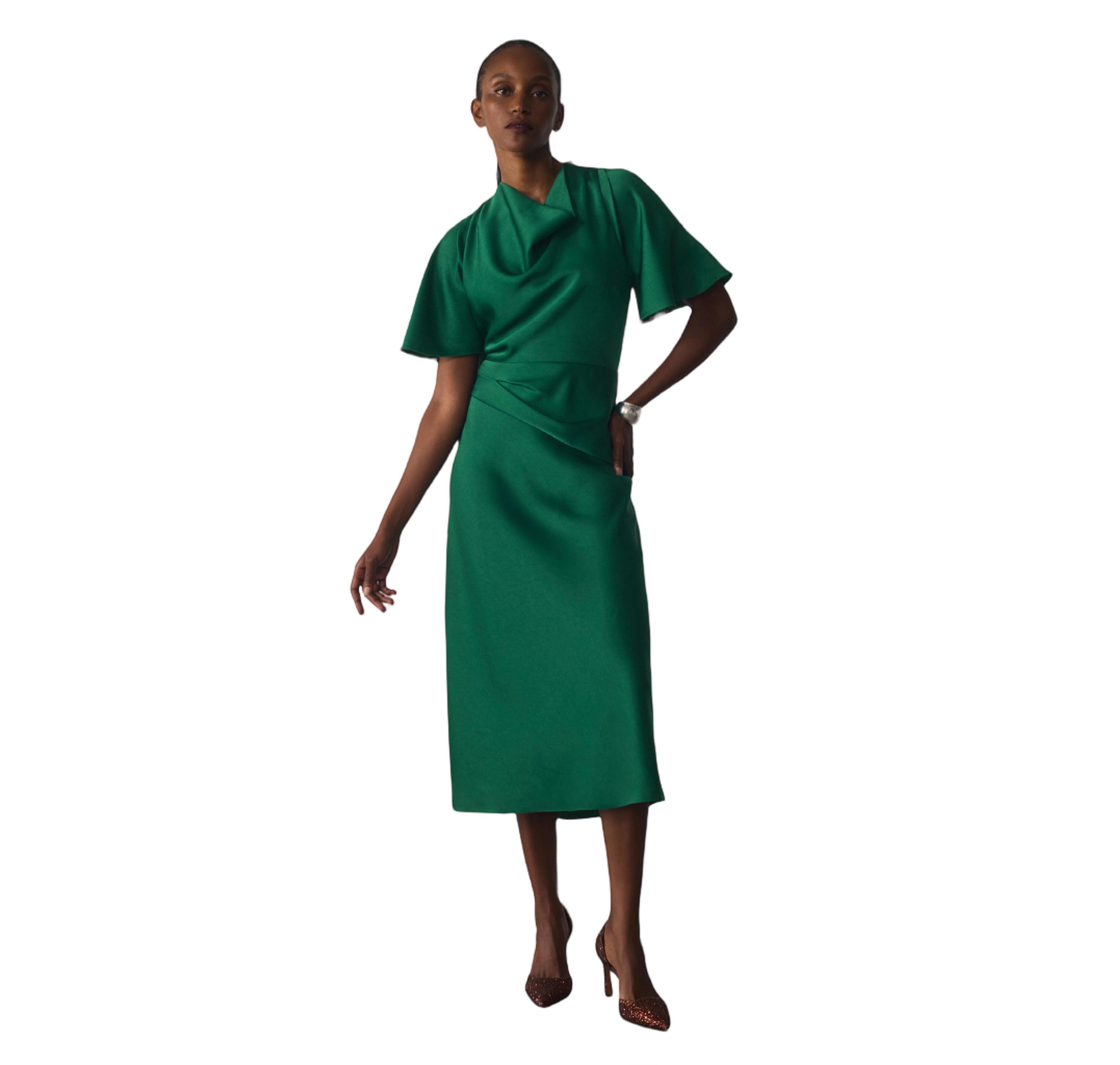 The Fold Women's Ostia Cowl-Neck A-Line Midi Dress