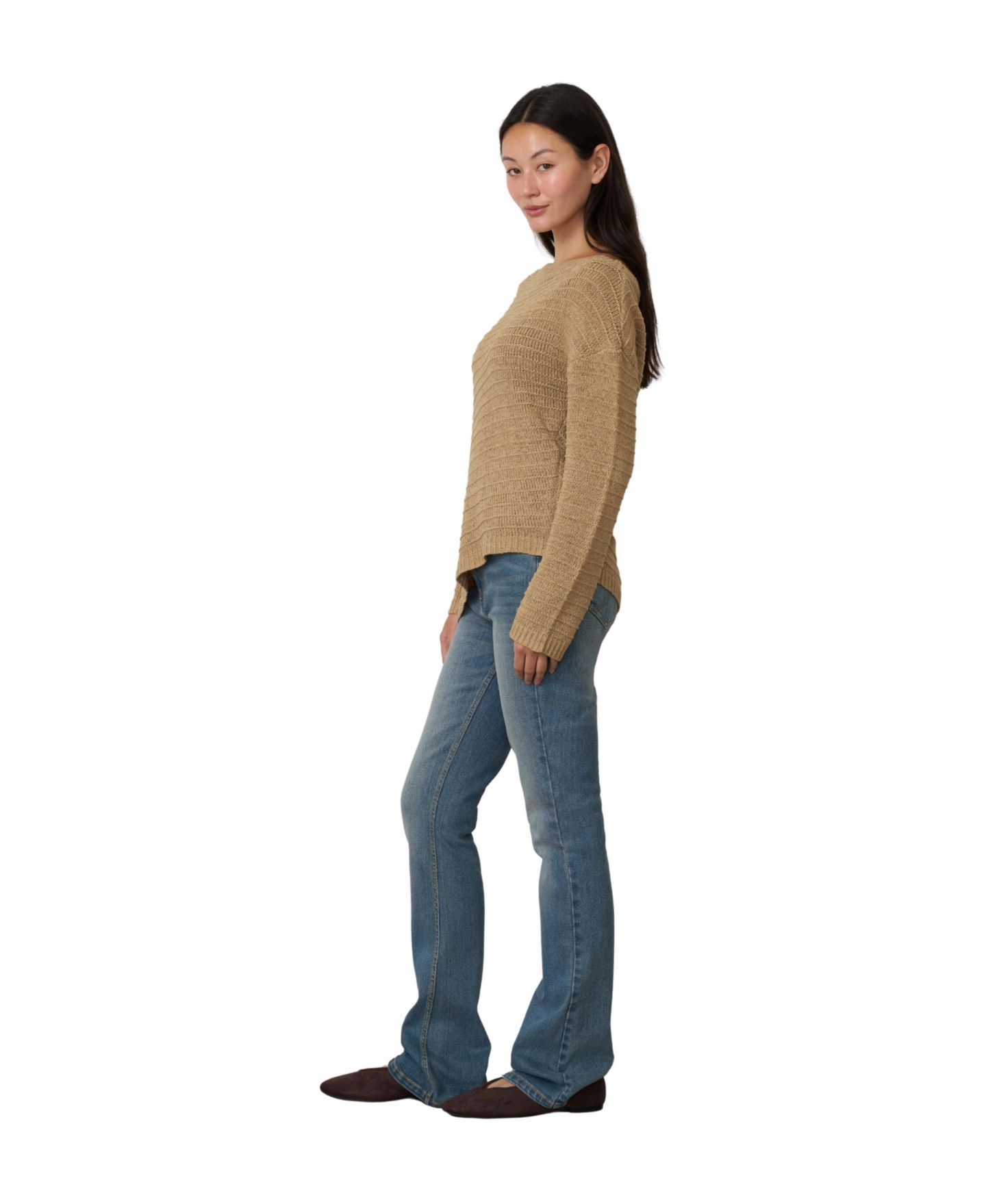 Женский свитер Cable & Gauge Boat Neck Asymmetrical Hem Long-Sleeve, цвет: Cornstalk — фото 2