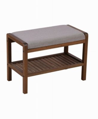 23.75" Wide Wood Bench with Slatted Shelf