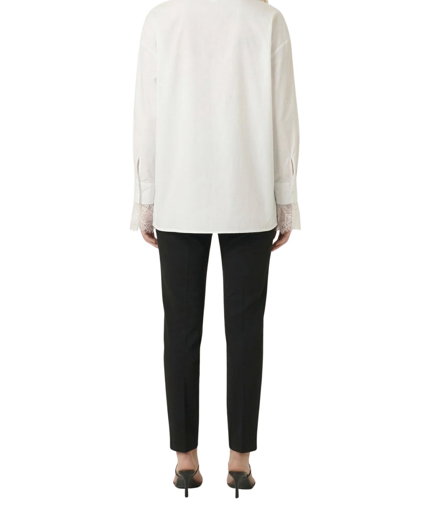 Женская блузка Modenaire Lace Trim Collared V-Neck Popover, цвет: Белый — фото 2