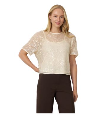 Women's Sequin Lace Tie-Back Top