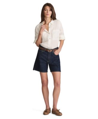 Women's Siena High-Waisted Wide-Leg Denim Shorts, 7" Inseam