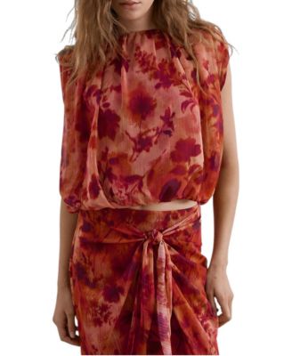Women's Floral Sleeveless Crop Blouse