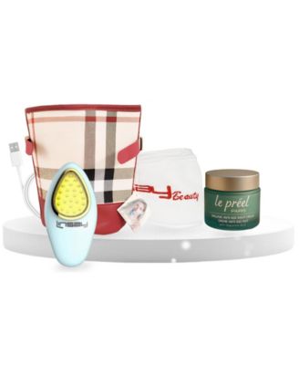 Facial Cleansing Brush with LED Photon Therapy Bundle with le preel Paris Night Time Cream, USB Cable, Headband and Bag