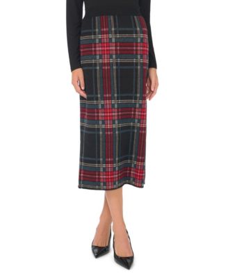 Women's Plaid High-Waisted Midi Skirt