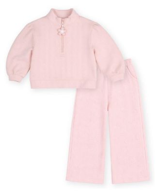 Toddler Girls' 2T-5T Cable Knit Half-Zip Top and Pants, 2-Piece Set