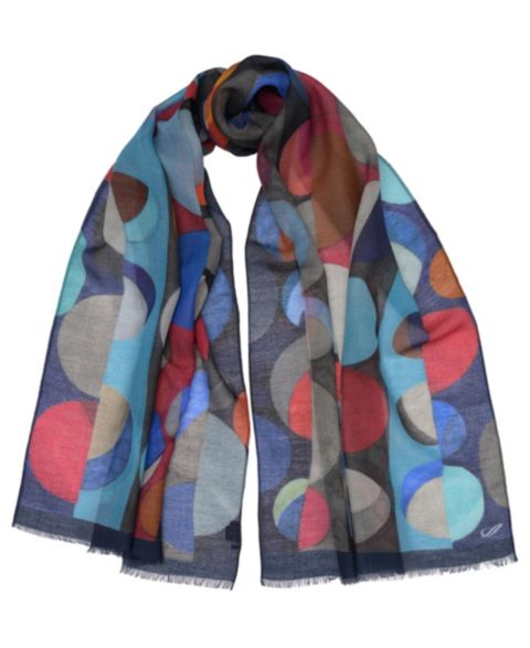 Женский шарф Elizabetta Luna Wool Geometric-Print Blanket, цвет: Синий