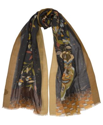 Approx. 27" x 78" Vaso Fiorito Floral-Print Wool-Blend Wrap Scarf