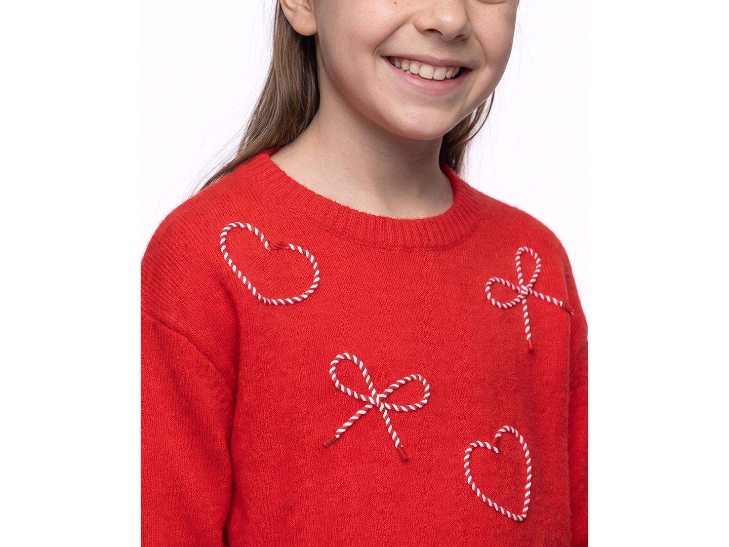 Свитер CeCe Bow Heart Soutache Long-Sleeve для девочек, цвет: Красный — фото 2