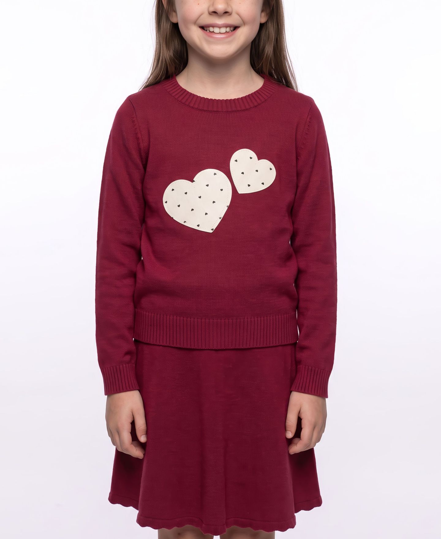 Свитер CeCe Bow and Heart Crewneck для девочек, цвет: Средний красный — фото 9
