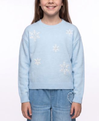 Girls' 7-16 Long-Sleeve Crewneck Snowflake Sweater