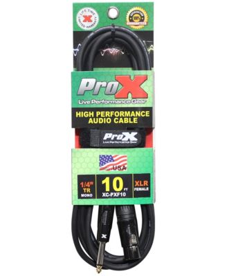 XC-PXF10 High-Performance Unbalanced Audio Cable, 1/4" TS to XLR-F, 10 ft.