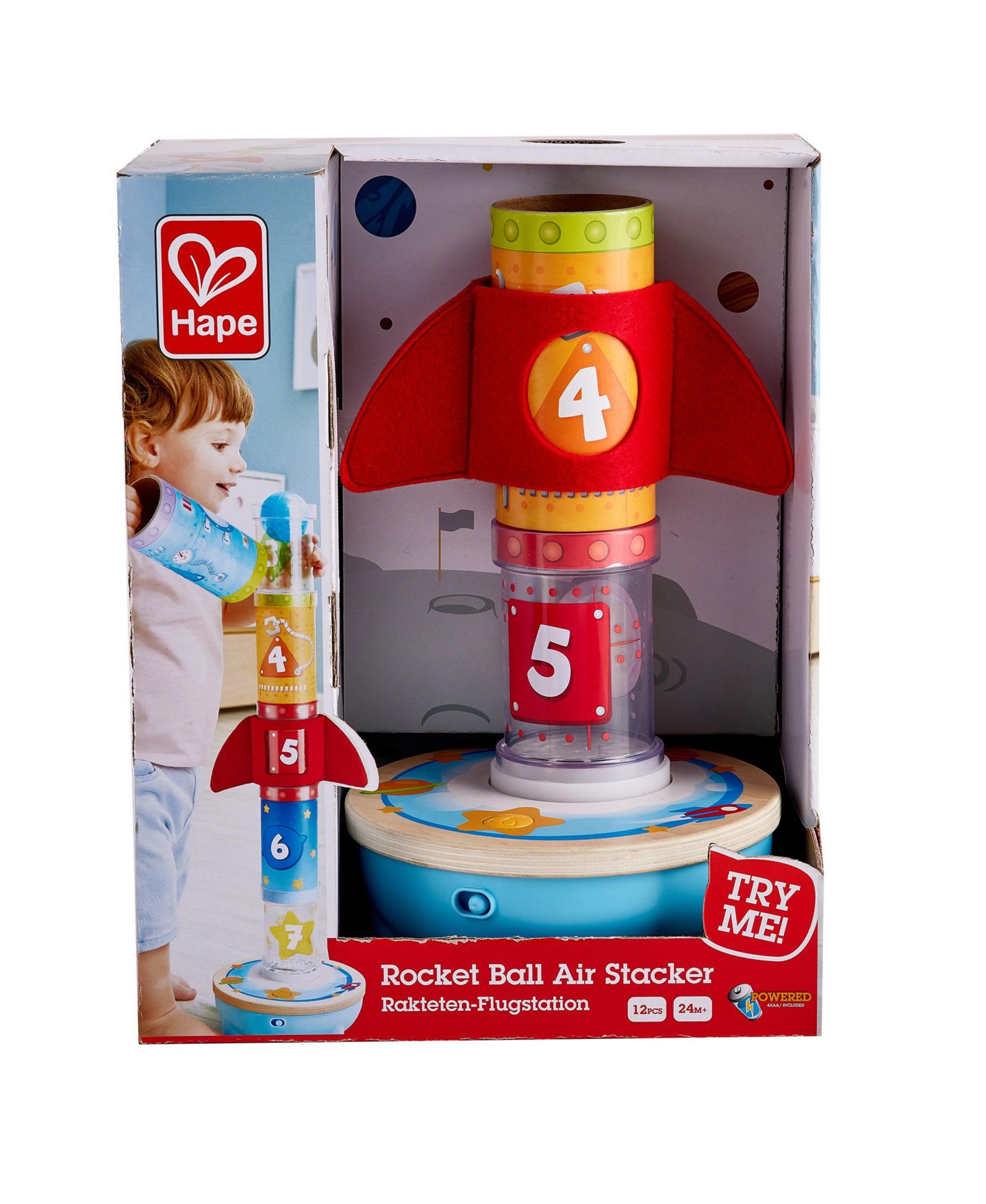 Детские игрушки Hape Rocket Ball Air Stacker Aerodynamics Learning 10-Piece Activity Set, от 2 лет — фото 6