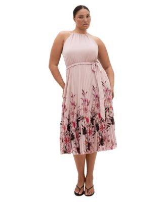 Plus Size Rebecca Floral-Print Pleated Midi Dress
