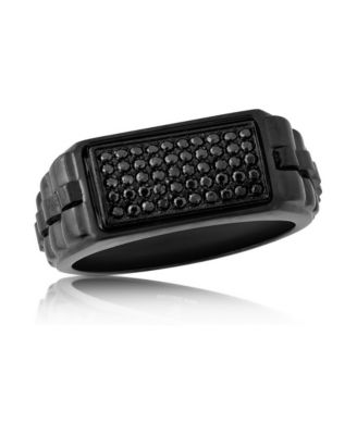 Men's Cubic Zirconia Gunmetal Textured Band Ring